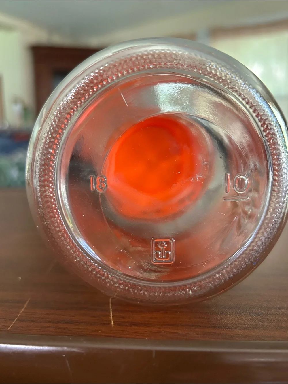 Vintage anchor, hocking Orange Lid Clear Glass Canister with Starburst